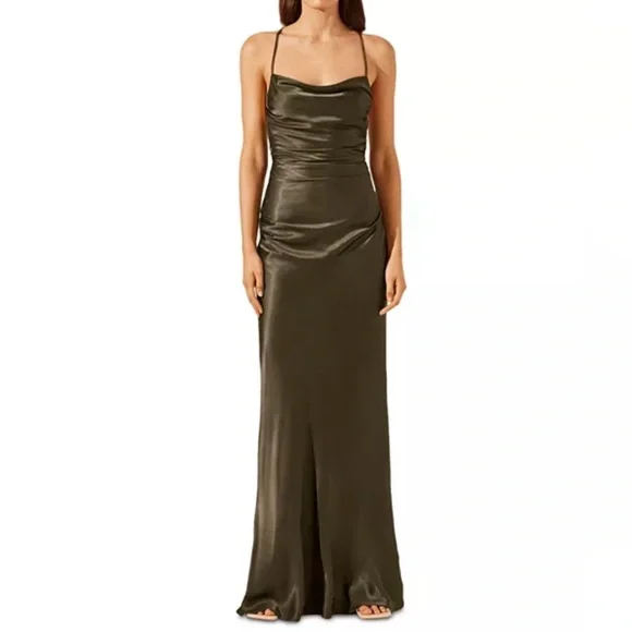 Shona Joy La Lune Lace Back Maxi Dress - Olive